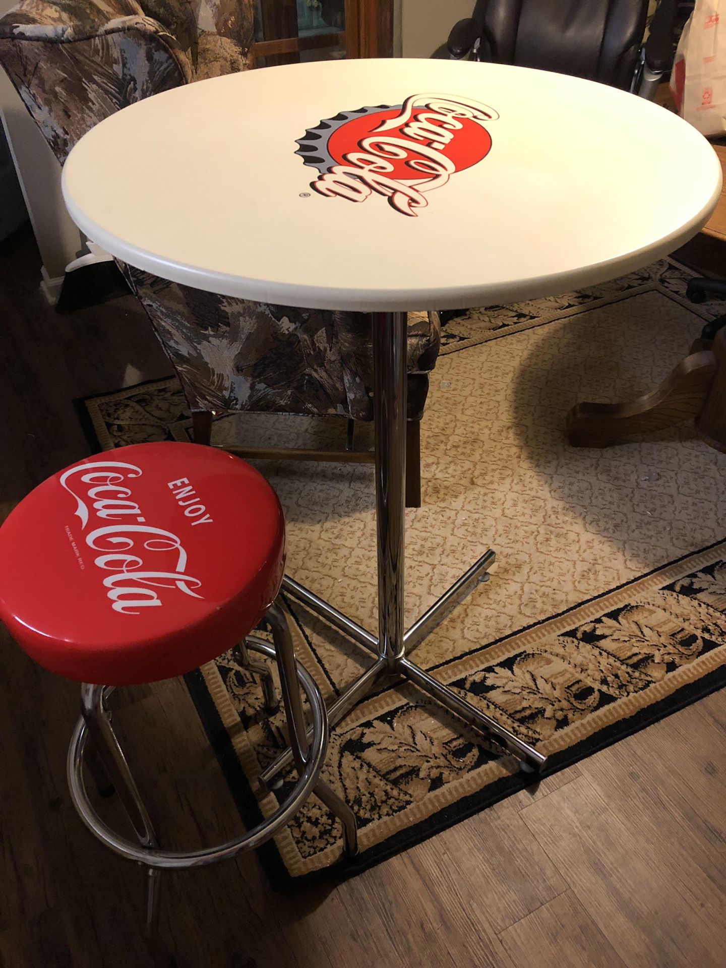 Coke table and stool nice bar height table and 1 stool nice