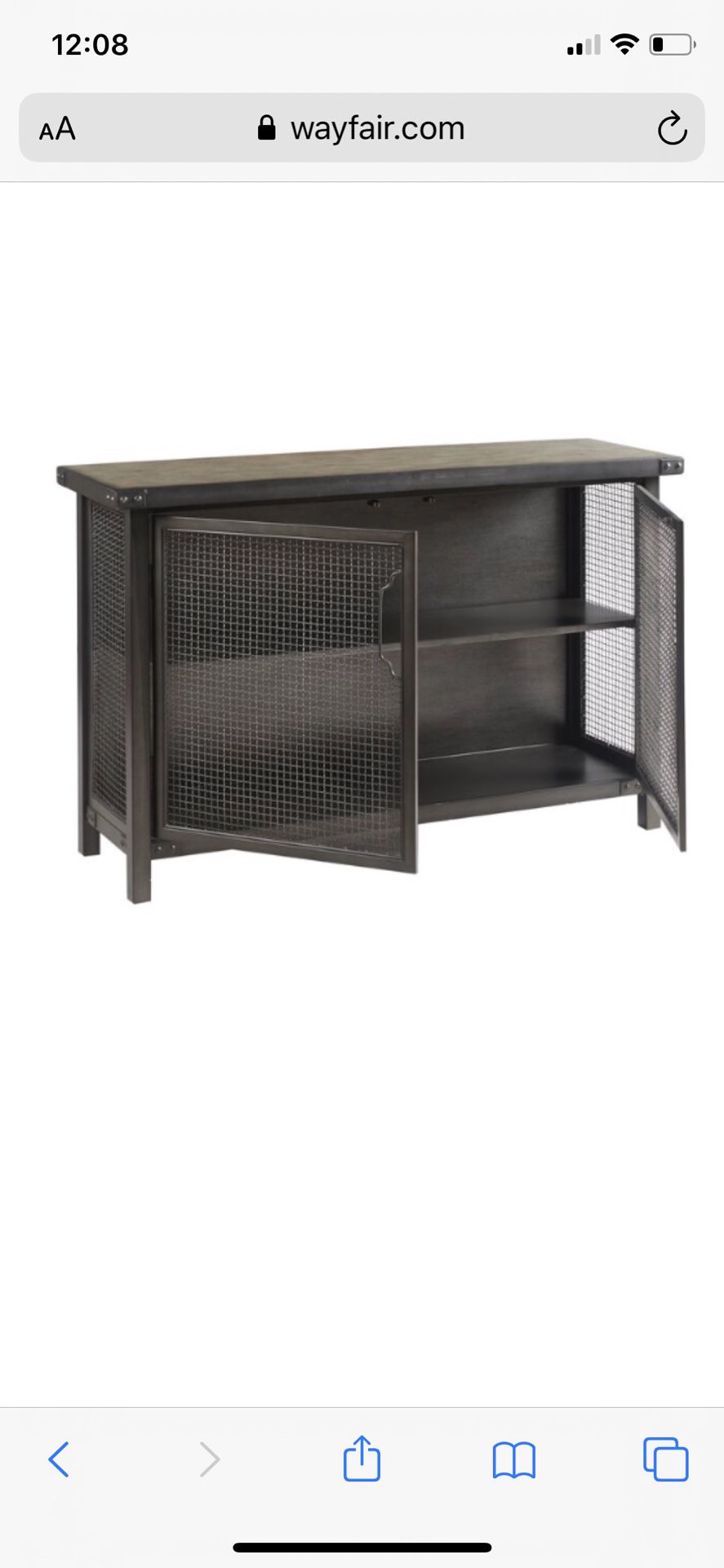 Wayfair Casolino wide sideboard console hutch buffet accent side by Trent Austin Design 50” farmhouse modern cabinet table Cb2 crate restoration west