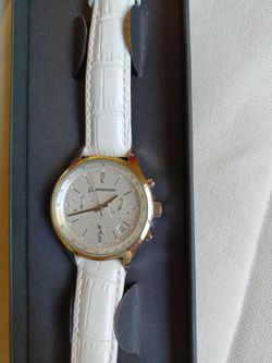 Ladies Chrono White Leather Watch ⌚ 