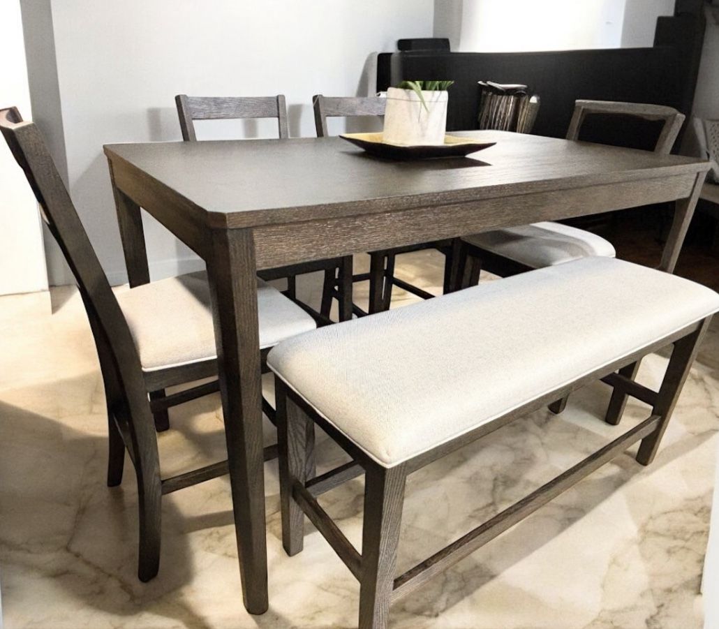 New 6 Piece Counter Height Kitchen or Dining Set with Bench Seating