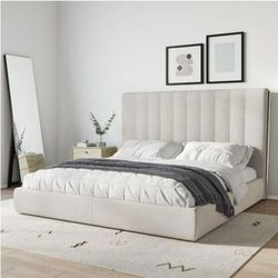 Brand new cream, queen size platform bed Free delivery. financing available 