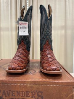 Cognac Filet of Fish Print Mens Western Boot