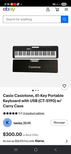 Casio Casiotone, 61-Key Portable Keyboard with USB (CT-S190)