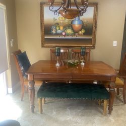 Pure wood dining set with 4 chairs plus bench