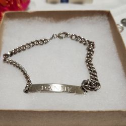 925 Men's Silver Bracelet Name 'DANNY'. On It. 