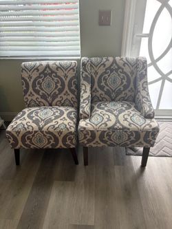 2 accent chairs gray/white/aqua