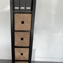 tall bookcase / cubbies with storage baskets
