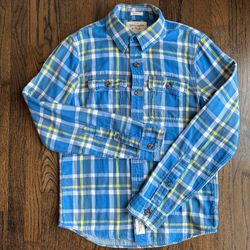ABERCROMBIE & FITCH Y2K Men Muscle Button Down Plaid Long Sleeve Muscle Shirt S