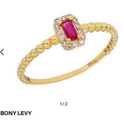 BONY LEVY El Mar Ruby & Diamond Stackable Ring In 18k Yellow Gold