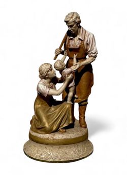 ⭕️  Royal Dux Large 27” Porcelain Figurine – “The Family / Blacksmith”