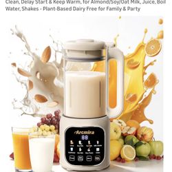 8-in-1 Automatic Nut Milk Maker, 10 Blades 68oz - No Soak, Self-Clean, Delay Start & Keep Warm, for Almond/Soy/Oat Milk, Juice, Boil Water, Shakes