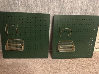 Green Metal Pegboards with Gold Accessories – Set of 2