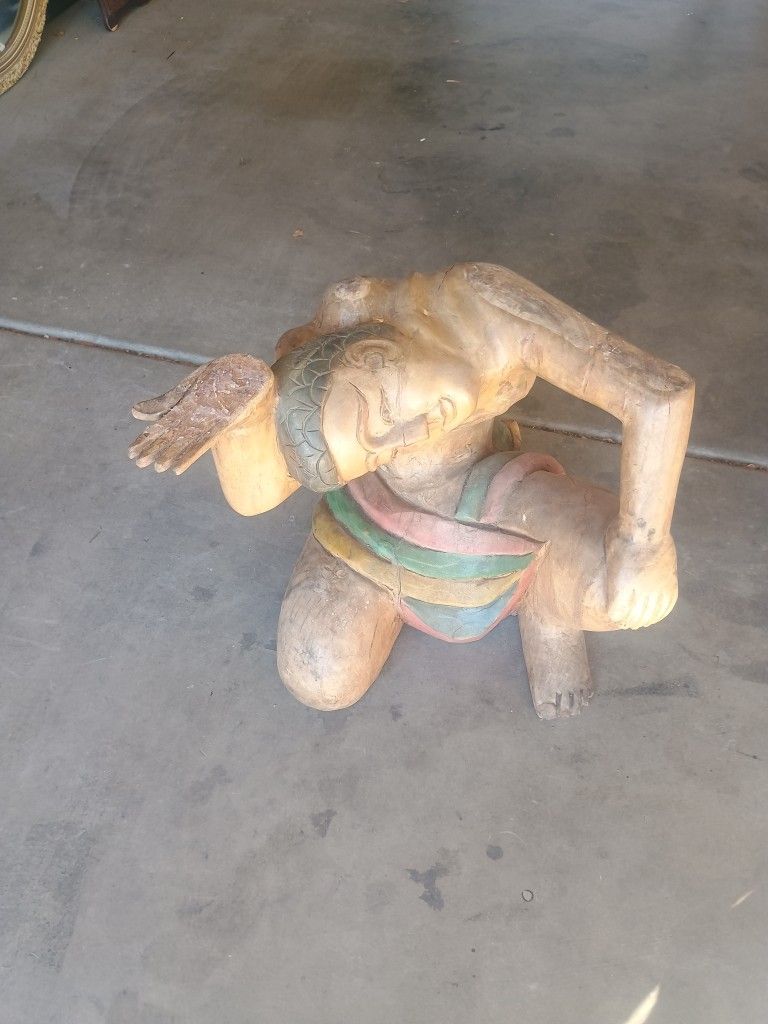 1960’s Hand Wood Carved Figure - very heavy wood - 51 lbs