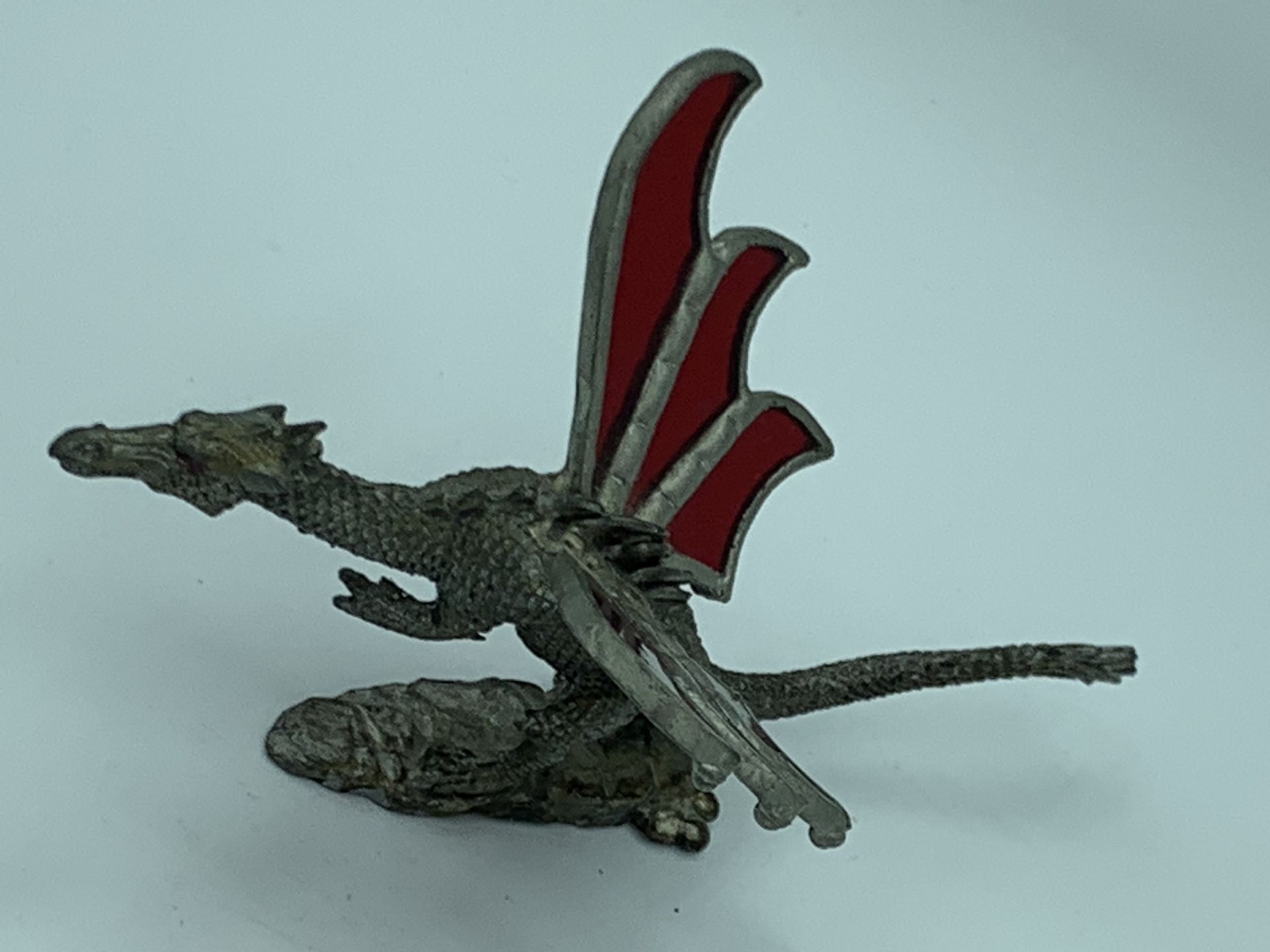 Pewter Dragon with stained red wings