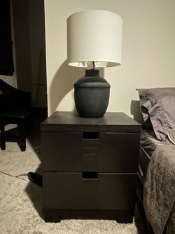 Modern Black 2-Drawer Nightstand/Bedside Table