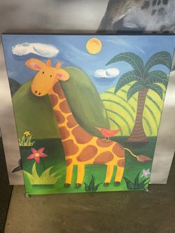Giraffe Canvas Wall Art Kids Room