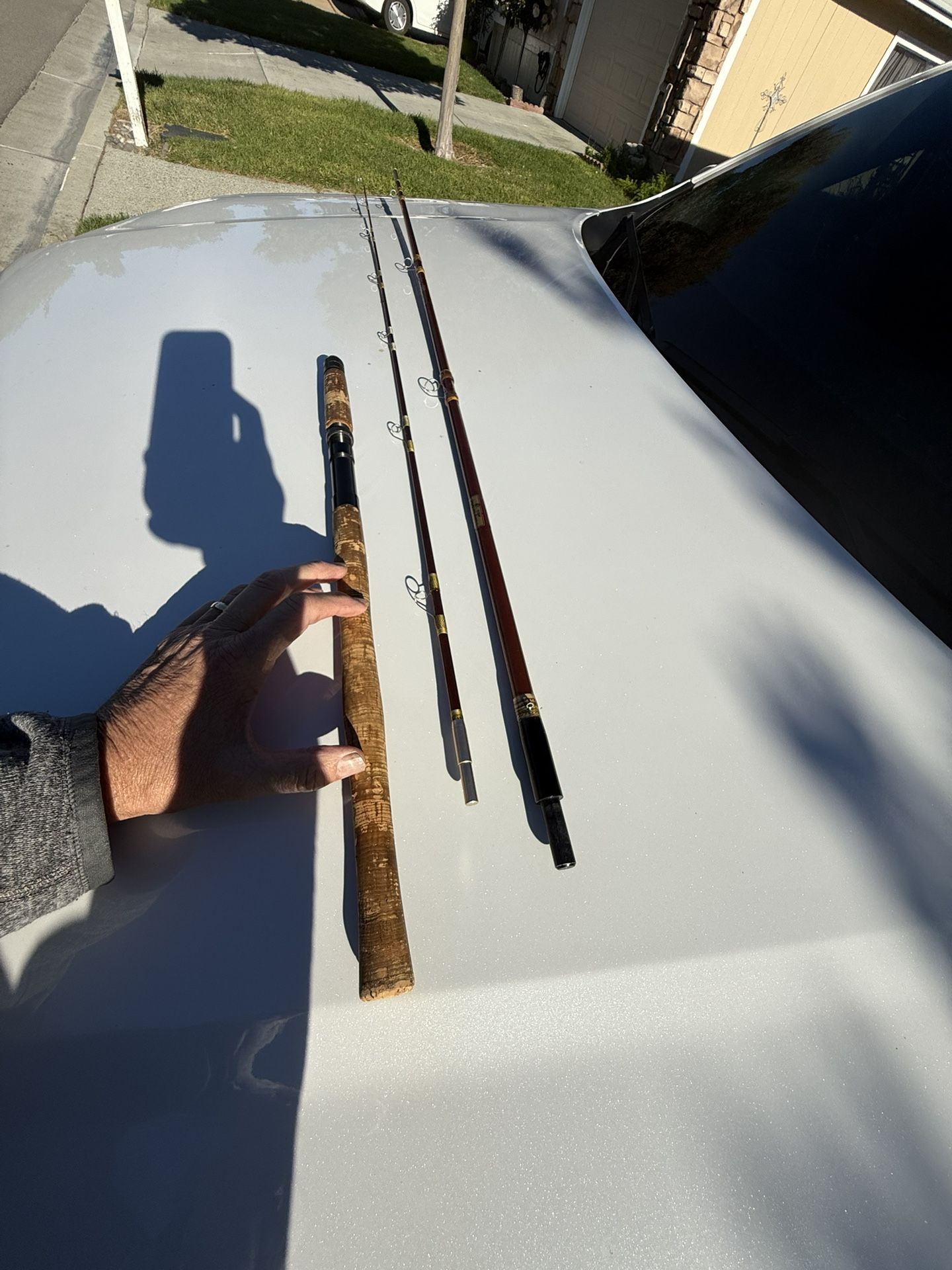 Vintage fishing poles/decorations/fishing gear/she shed/man cave/steelhead fishing/old cabins/camping/RV/hiking