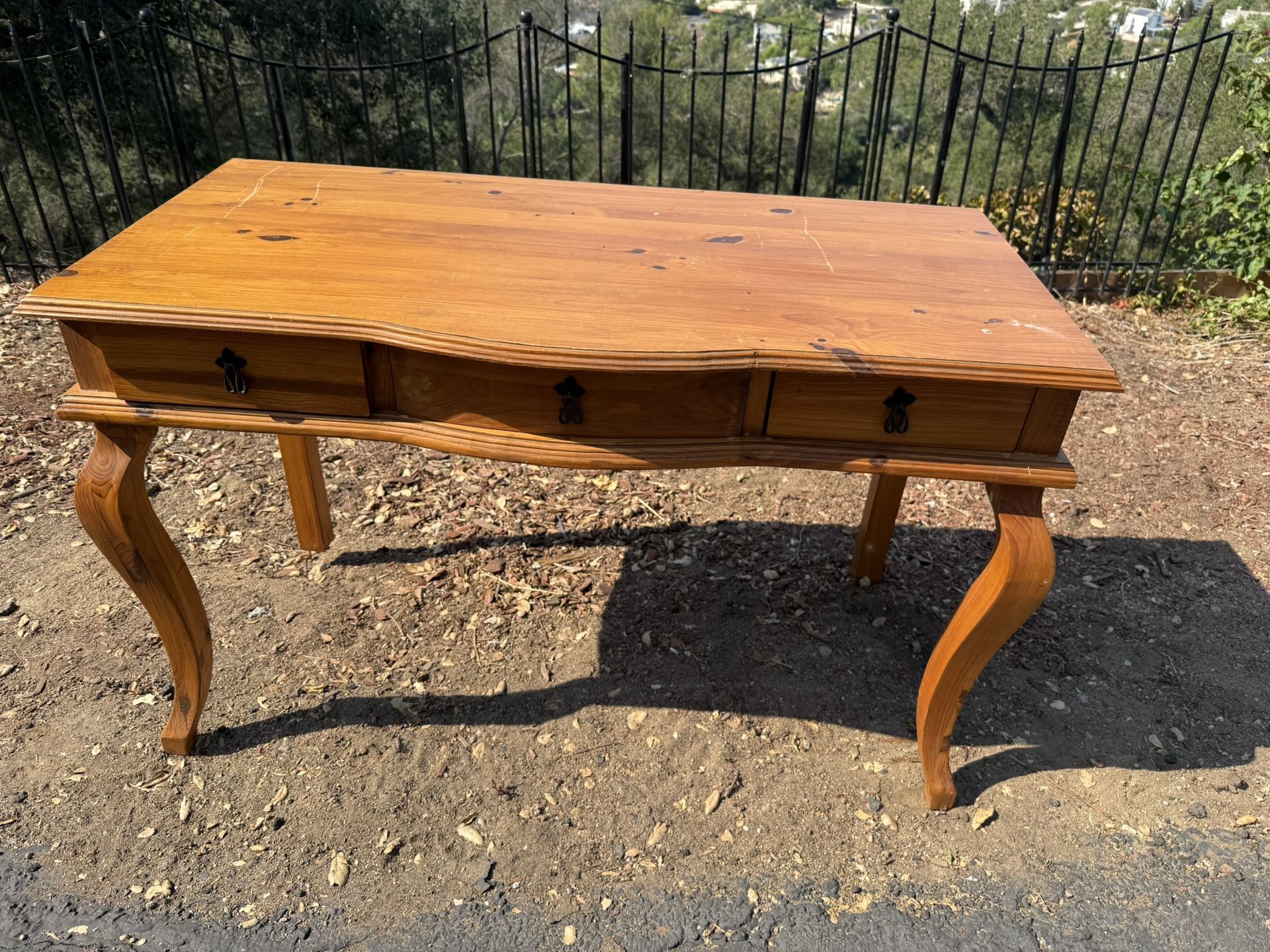 Wood Three Drawer Desk