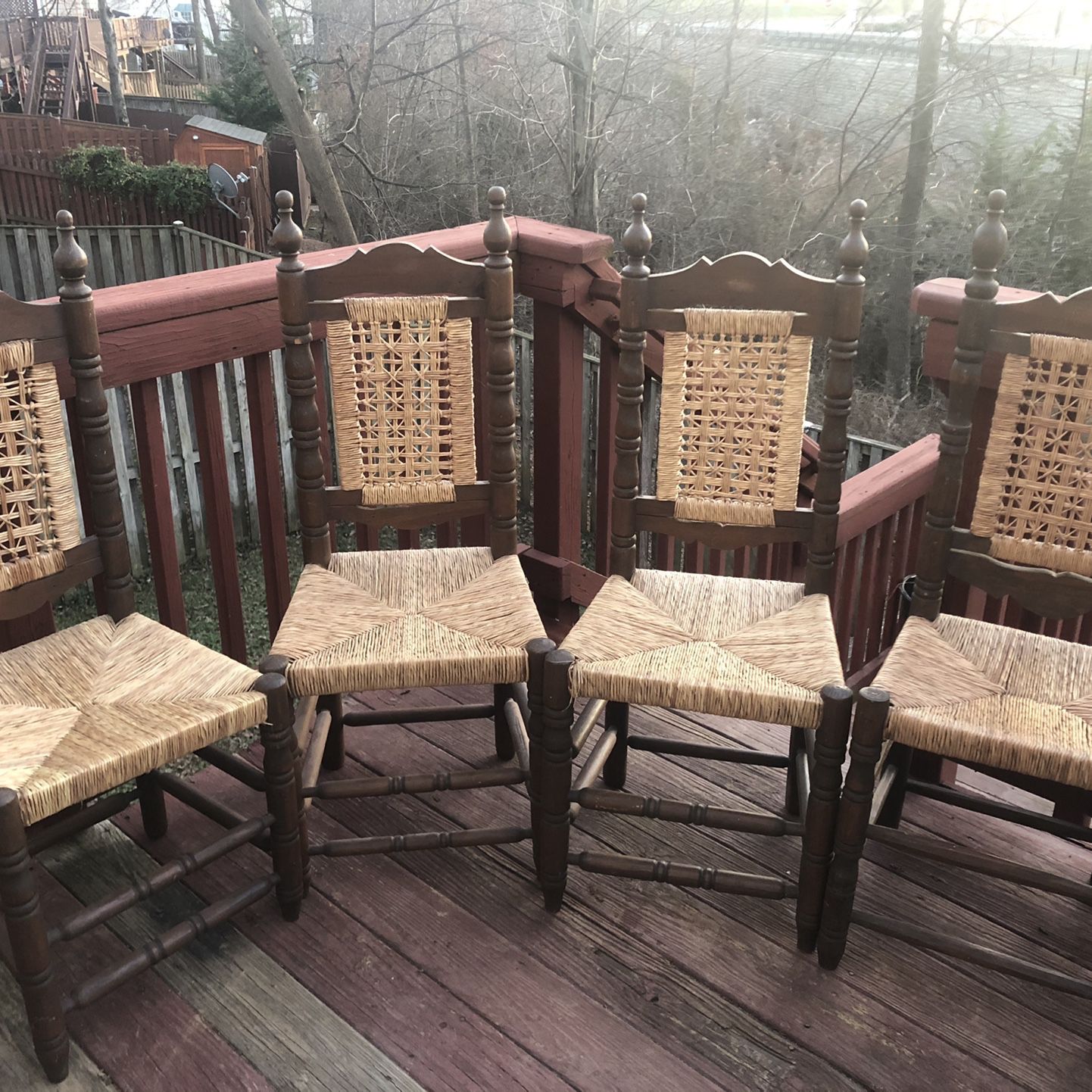 Antique Wicker Gothic Cathedral Chairs