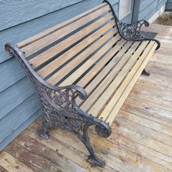 Cast Iron and Wood Bench 