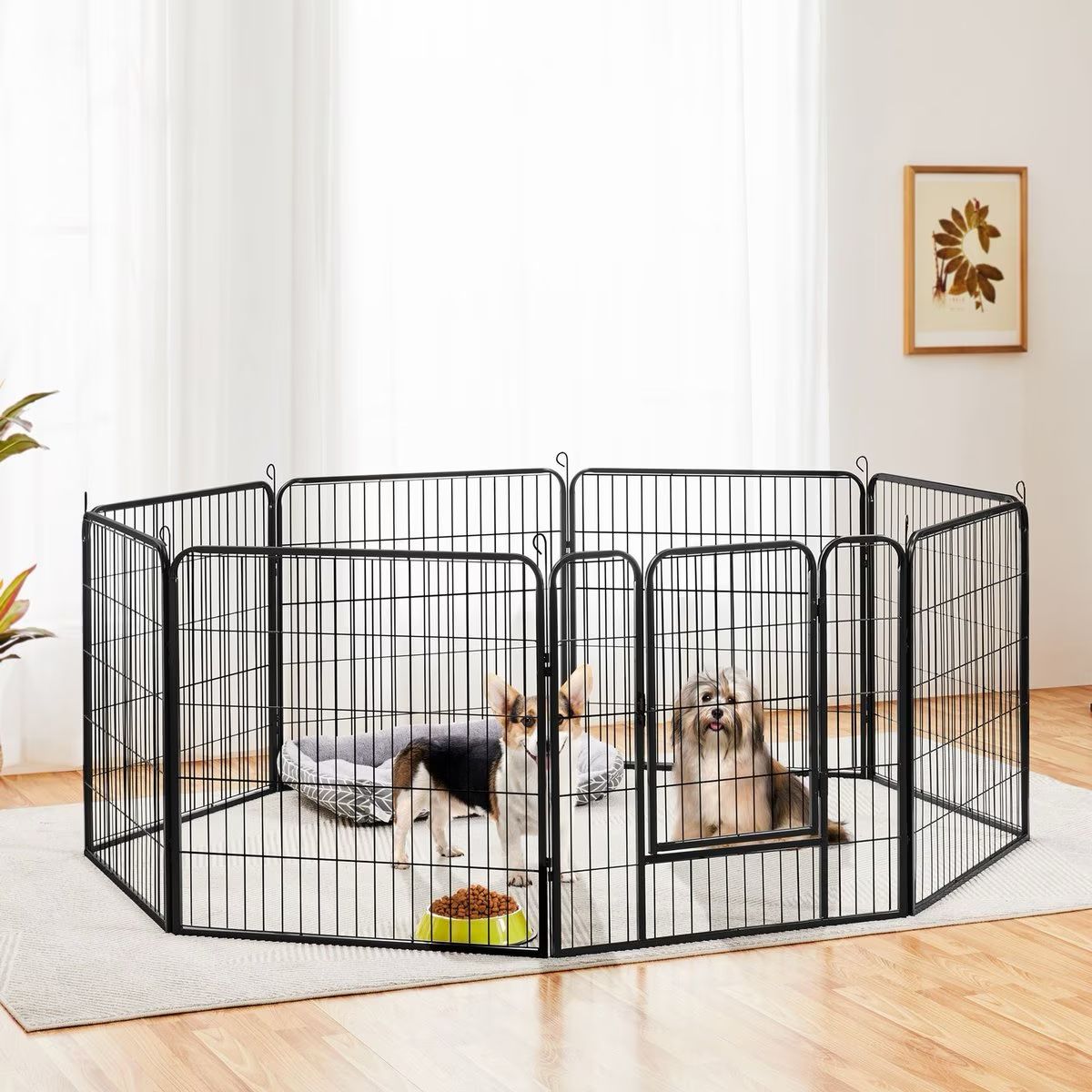 8-Panel Dog Exercise Pen, Black, 32-in W x 32-in H