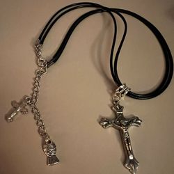 Silvery Cross Pendant Necklace