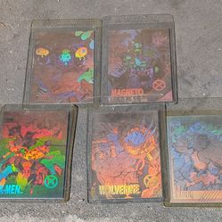 5- old school 1990s  X-Men holographic Cards