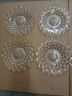 4 Fostoria American  9" Plates - Small Center