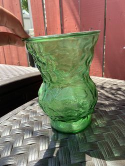 Hammered Vibrant Green Glass Vase