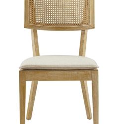 Brand New set of 6 Crate and Barrel Dupe libby Dining chairs finished in Natural elm wood with cane