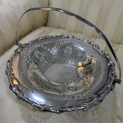 Antique Handled  Fruit Bowl / Basket EP NS  10in