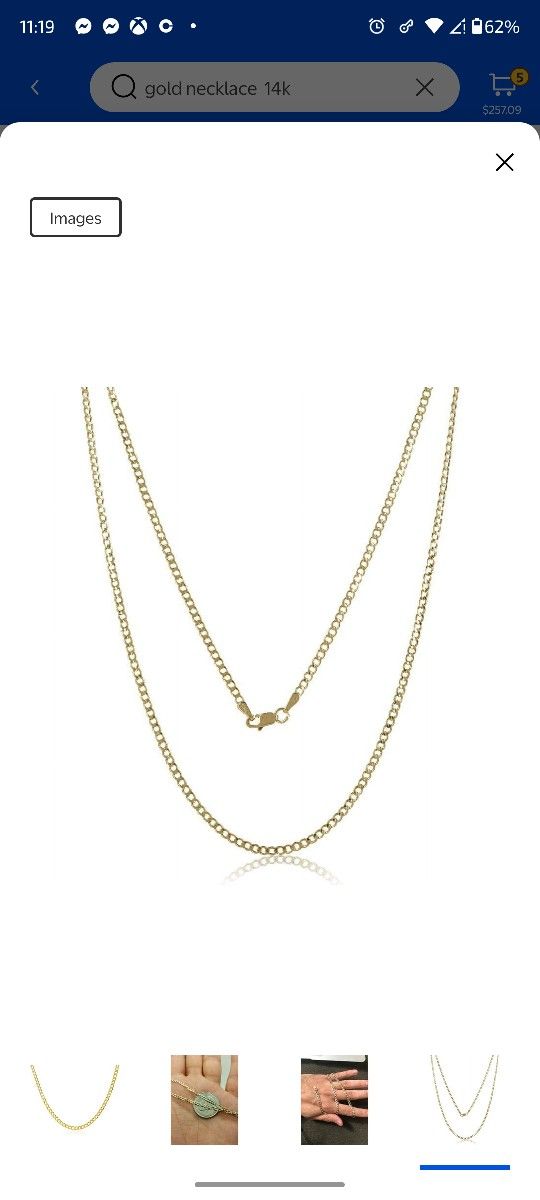 14K Yellow Gold Cuban Chain Necklace 16'' 14K PURE GOLD