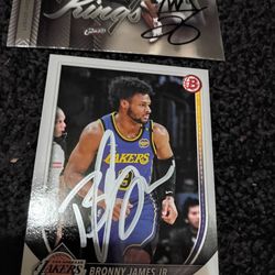 Bronny James LeBron James signed autograph NBA card lot Los Angeles Lakers