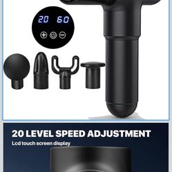 Massage Gun Masssge Gun deep Tissue with 20 adjusttable speeds 4 Heads with Manual Yoga Massage Roller