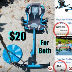 $20 for both outdoor Toys Ezyroller Drifter ride on for 4 to 12 years old & Swing toy in great condi