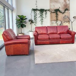 High End Robinson & Robinson Leather Mart Leather Trend Sofa and matching club chair Recliner
