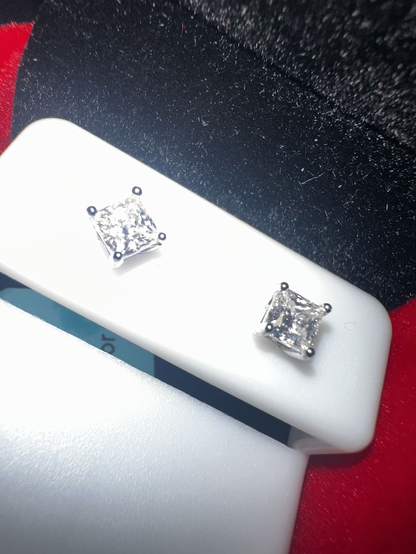 Brand New Princess Cut Sterling Silver .80ct Earrings 