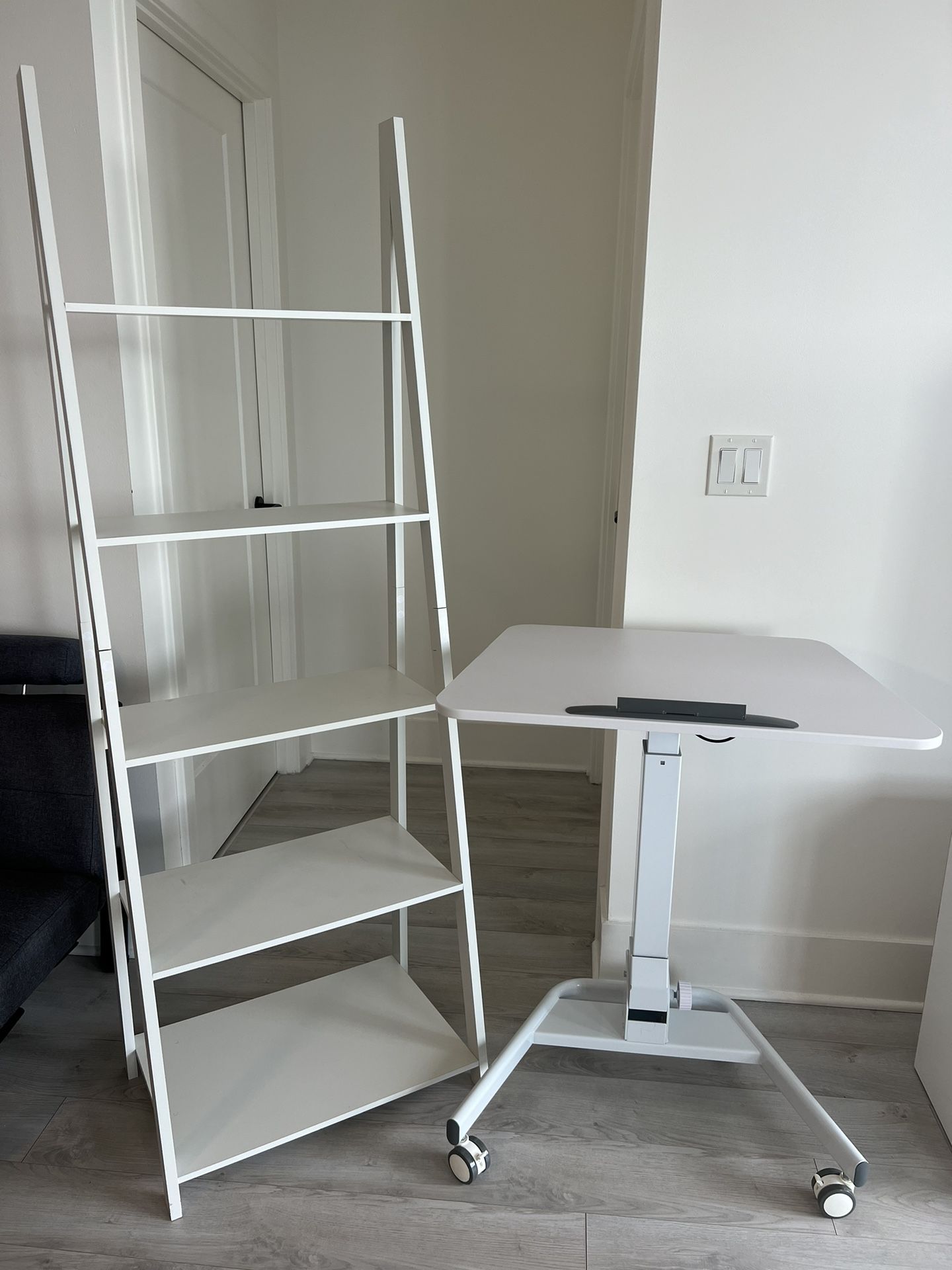 Perfect WFH Set Up: Foldable Standing Desk & Ladder Shelf