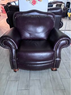 Leather chair an ottoman