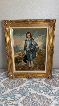 Blue Boy Needlepoint in Ornate Gold Frame