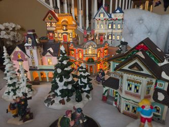 Christmas Village Set with Lighted Buildings and Figurines