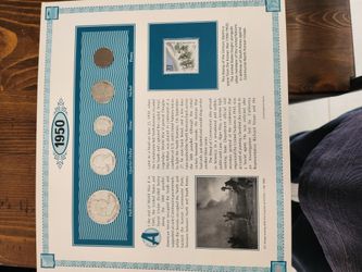 1950s silver coin collection with cmmemorative stamp