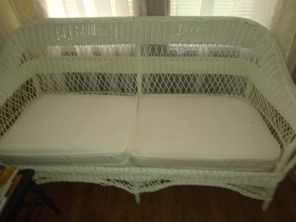 Wicker Set: Sofa, Chair, Table. 122 Yrs Old