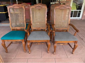 Set of 6 French Country cane-back dining chairs