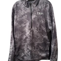 Huk Fishing Performance 1/4 Zip Pullover Gray Camouflage Size Men’s XL