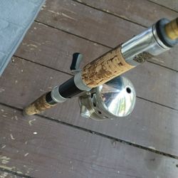 Omega,6 Ballbearings Spincast Reel N 6 Foot Long  Cork Handle Rod , Both Excellent Condition U  B The Judge!