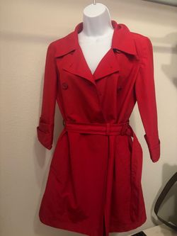 Red Double-Breasted Prada Trench Coat