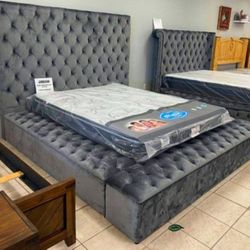 Queen Size Velvet Bed Frame Financing Available 
