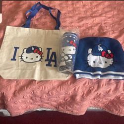 Hello Kitty Stadium Giveaway Collection Brand New 3 Items  Beanie Tumbler And Tote Bag $80.