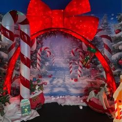Led Lighted Giant 9.5’ Red Christmas Bow Arch